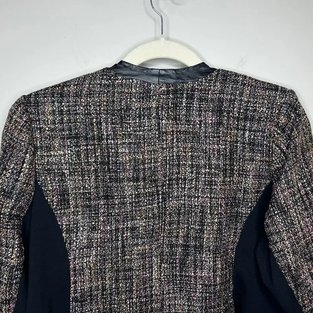 Lane Bryant Open Front Jacket Blazer Size 24 Vegan Leather Trim - Picture 6 of 12